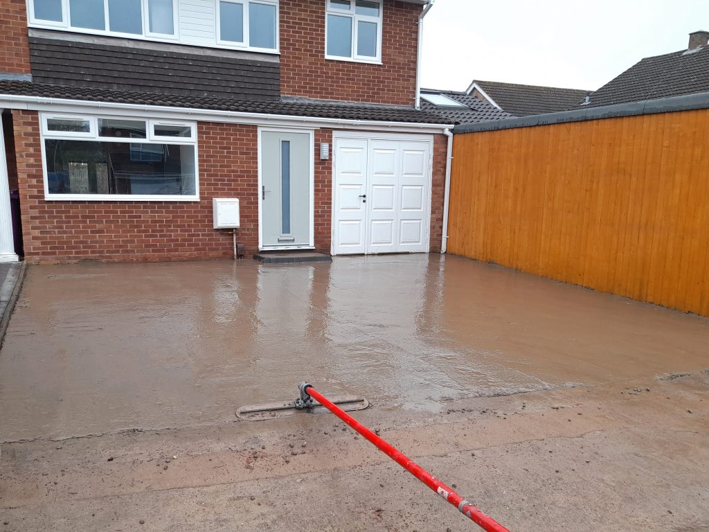 Concrete poured onto a driveway